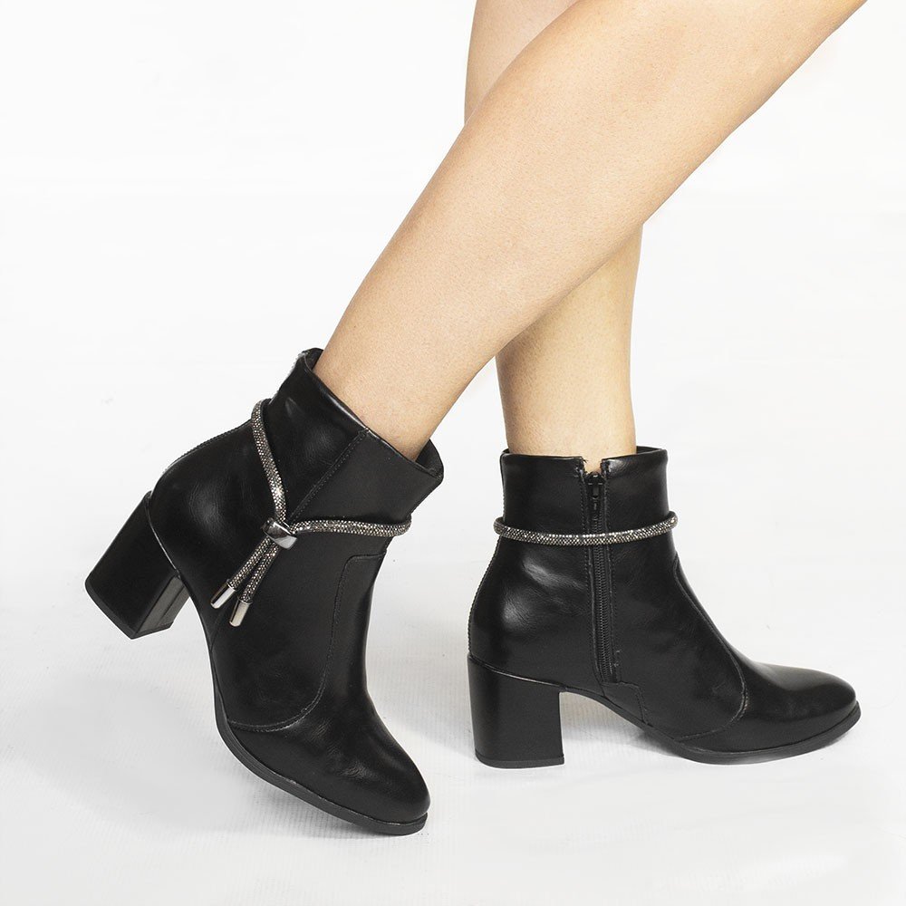 Bota Zatta Salto Bloco Strass Nancy Preta Preto 2
