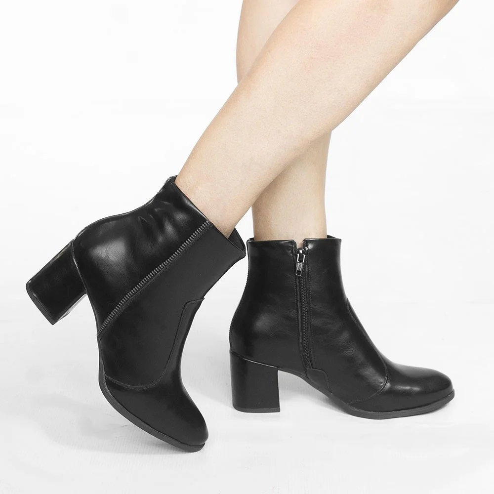Bota Zatta Cano Curto Salto Bloco Ziper Nikita Preta Preto 2