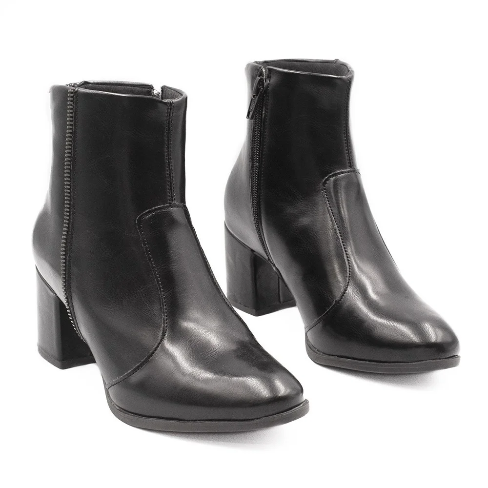 Bota Zatta Cano Curto Salto Bloco Ziper Nikita Preta Preto 3