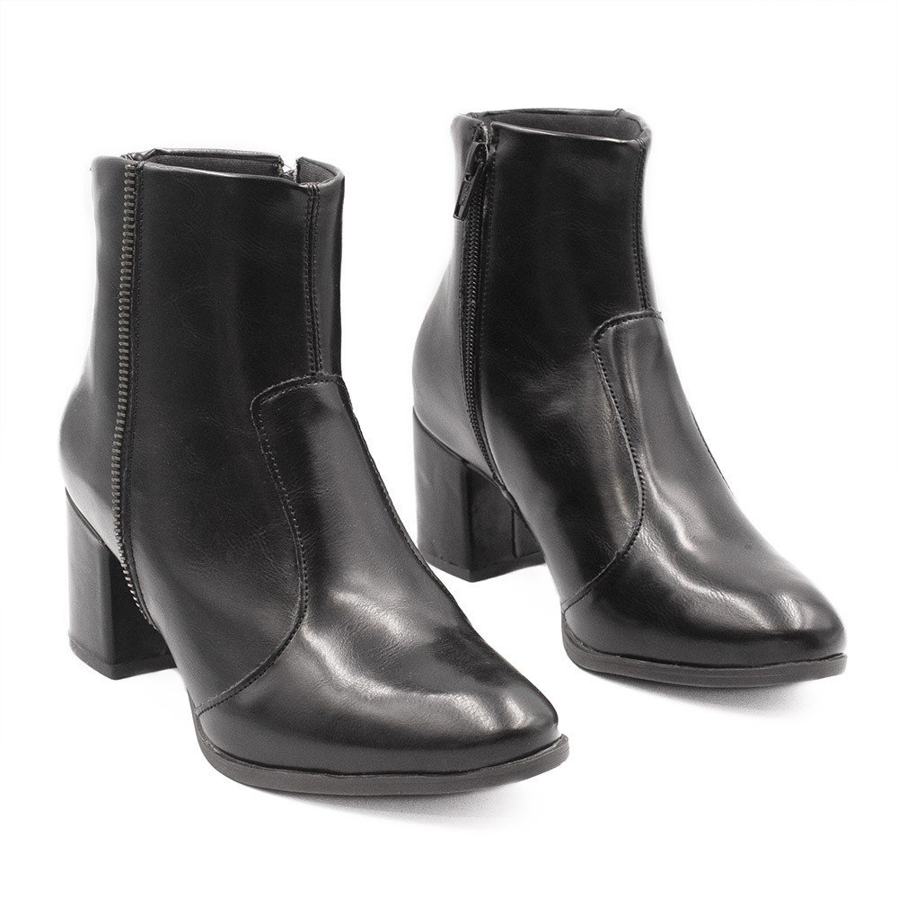 Bota Zatta  Cano Curto  Salto Bloco Ziper Nikita Preta Preto 3