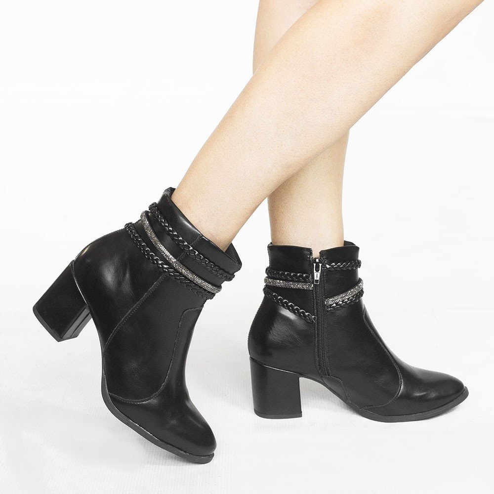 Bota Zatta Salto Bloco Trança Carla Preta Preto 2