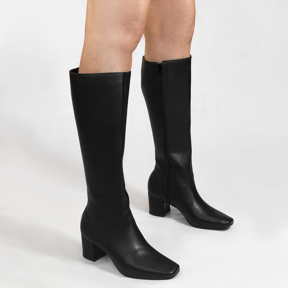 Bota Zatta Cano Longo Salto Bloco Valentina Preta Preto 2