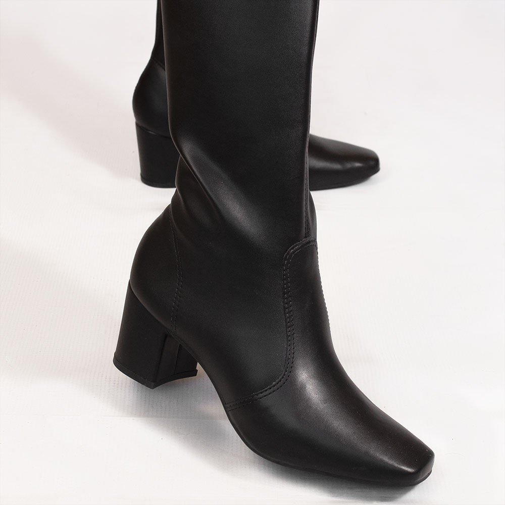 Bota Zatta Cano Longo Salto Bloco Valentina Preta Preto 3