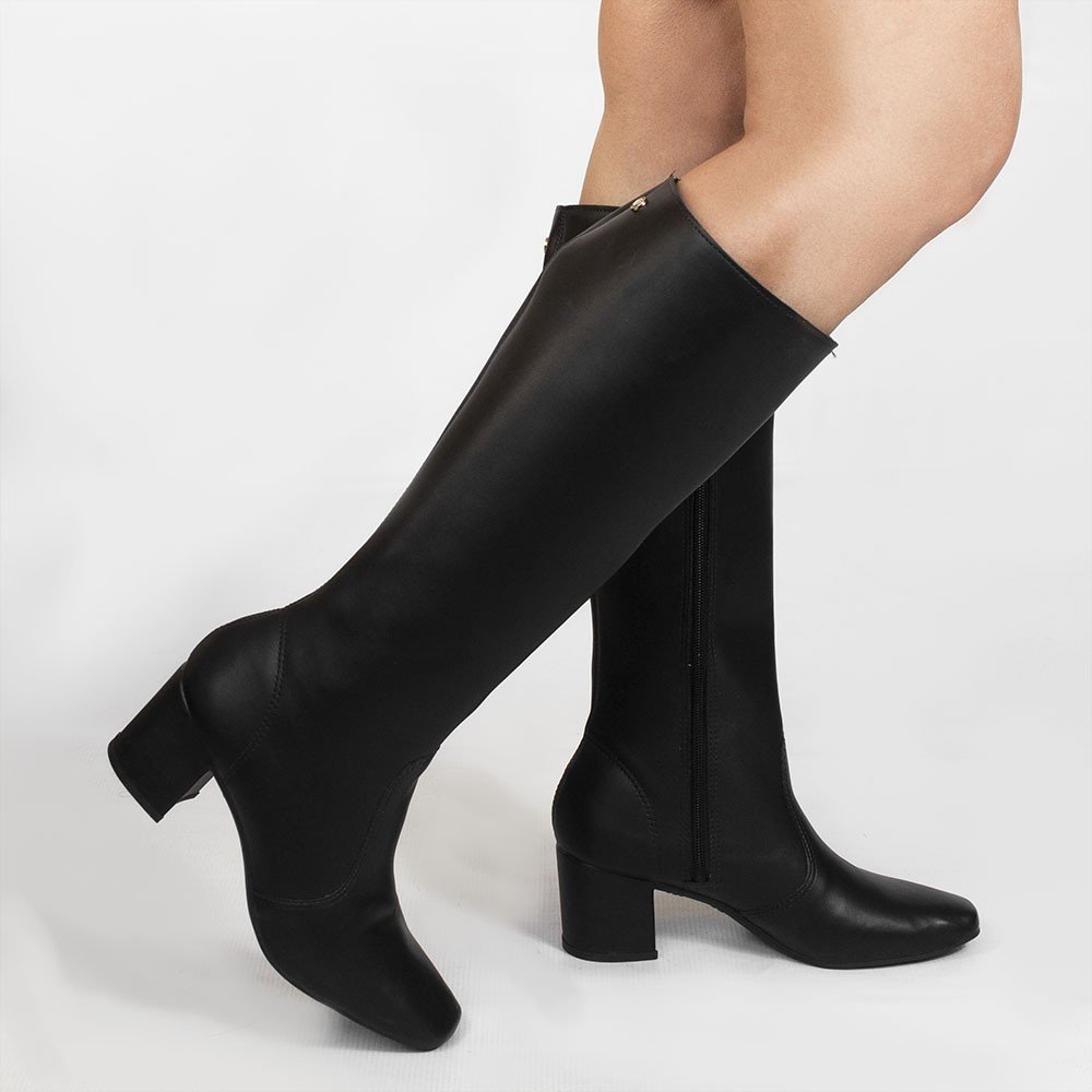 Bota Zatta Cano Longo Salto Bloco Valentina Preta Preto 5