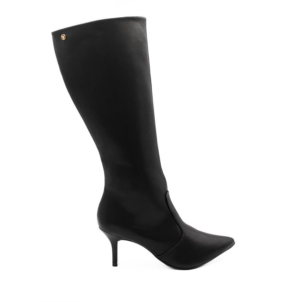 Bota Zatta Cano Longo Salto Fino Médio Flora Preta