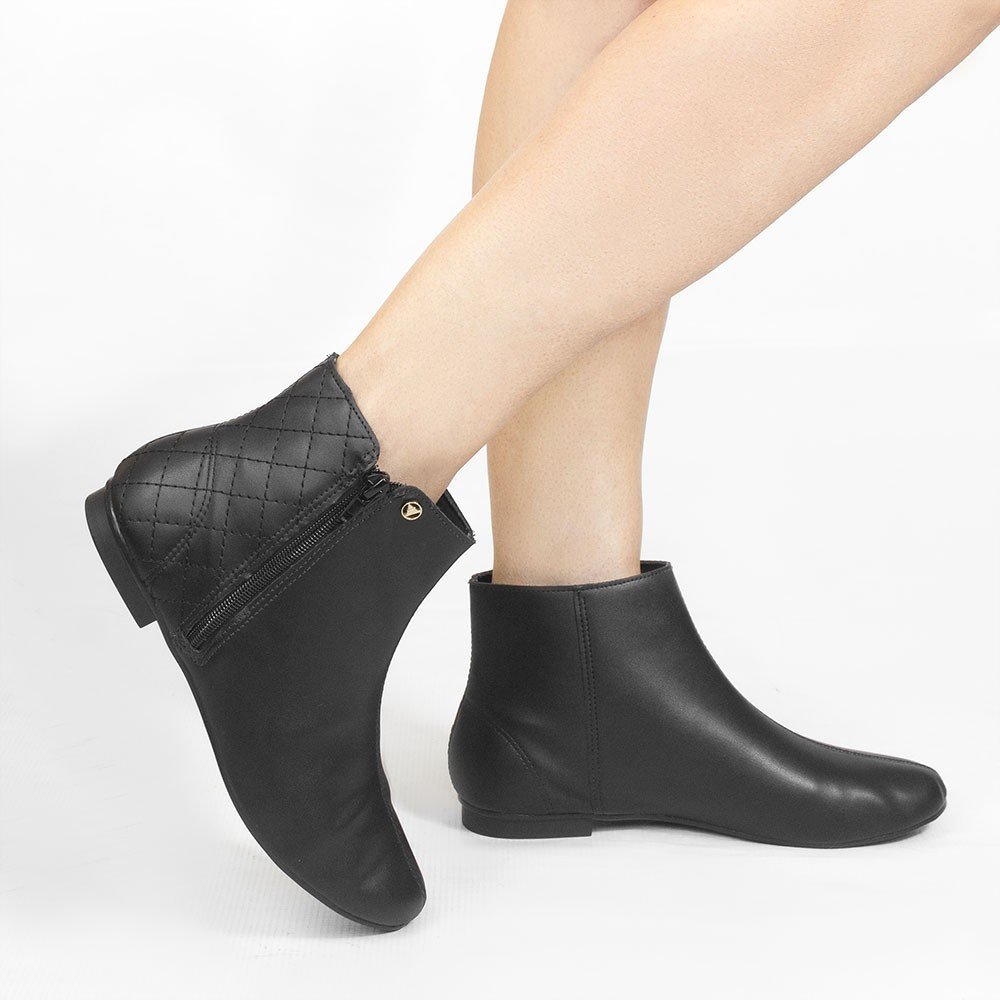 Bota Zatta Flat Matelassê Maitê Preta Preto 2