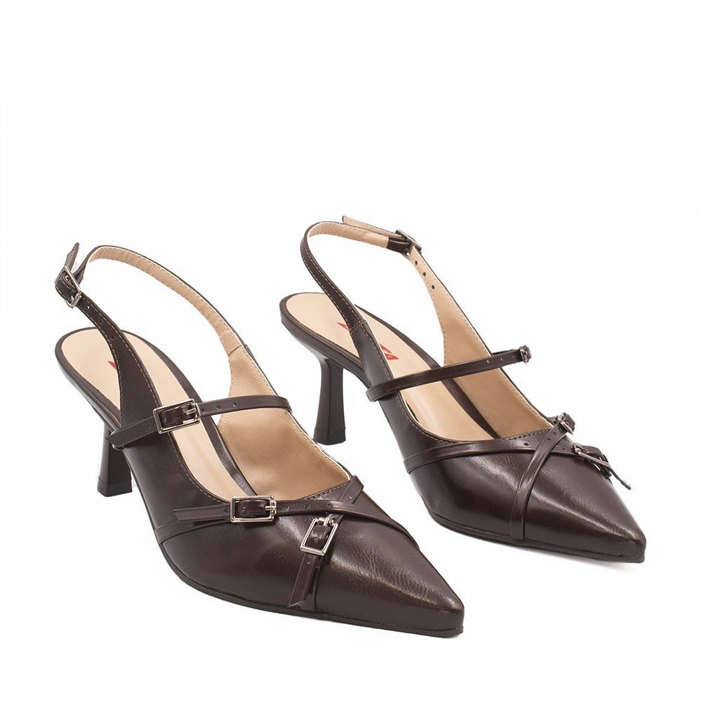 Scarpin Zatta Slingback Fivela Verônica Marrom Marrom 3