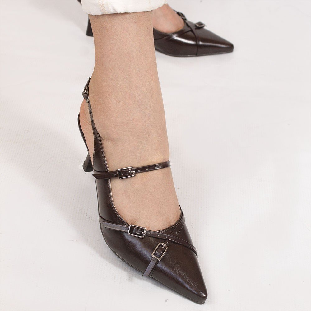 Scarpin Zatta Slingback Fivela Verônica Marrom Marrom 4