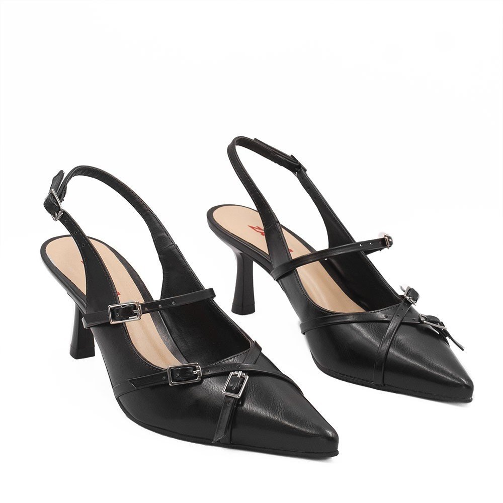 Scarpin Zatta Slingback Fivela Verônica Preto Preto 3