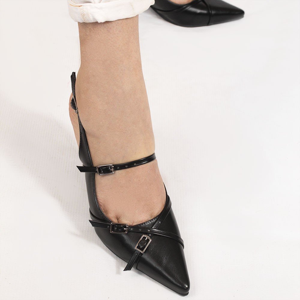 Scarpin Zatta Slingback Fivela Verônica Preto Preto 4