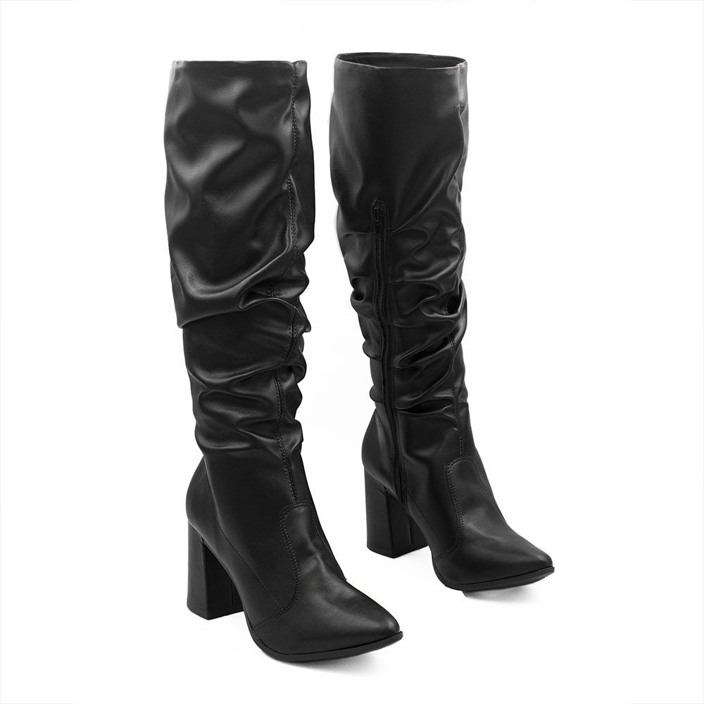 Bota Zatta Drapeada Salto Bloco Virginia Preta Preto 3