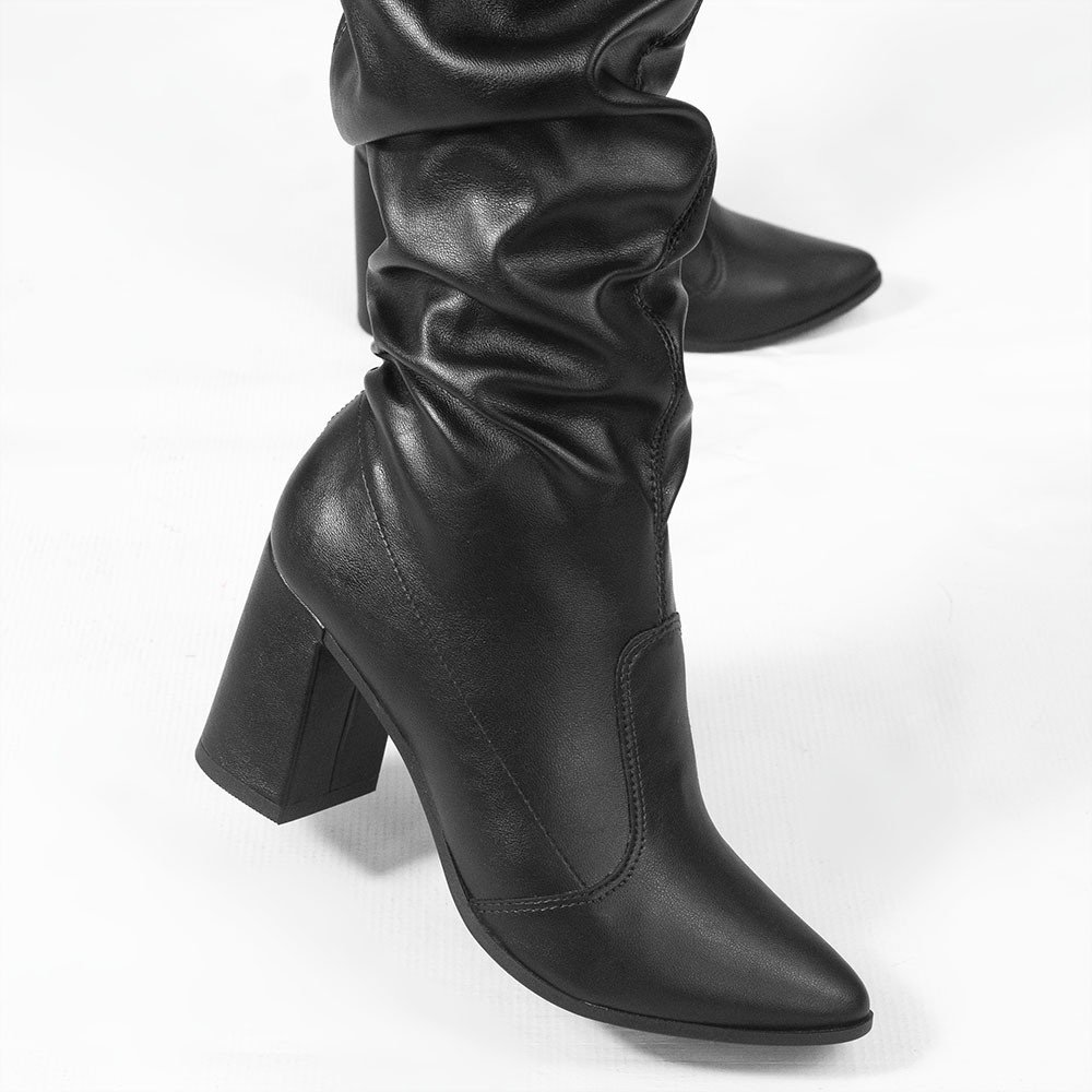 Bota Zatta Drapeada Salto Bloco Virginia Preta Preto 5