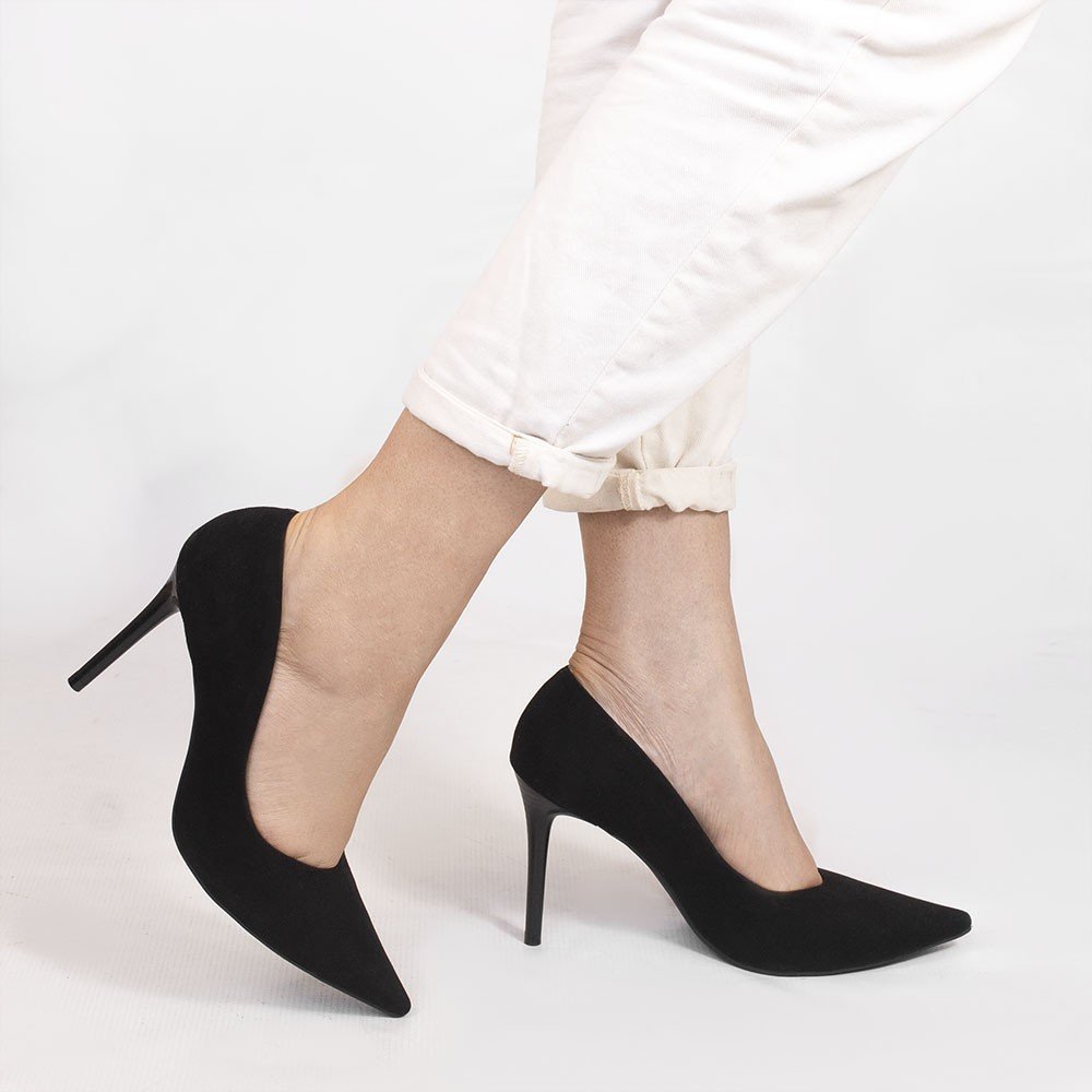 Scarpin Zatta Bico Fino Salto Alto Anita Nobuck Preto Preto 2