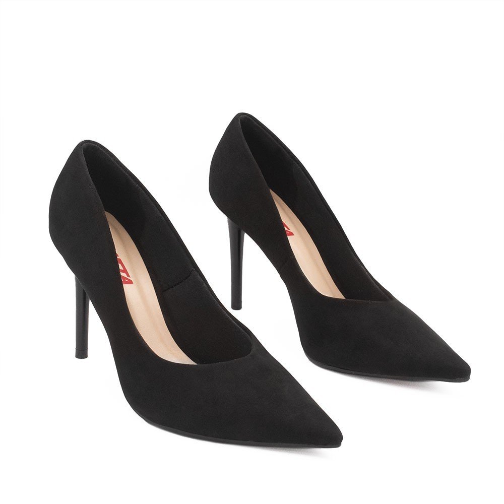 Scarpin Zatta Bico Fino Salto Alto Anita Nobuck Preto Preto 4