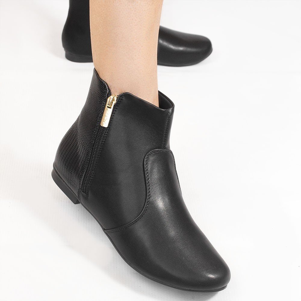 Bota Zatta Flat Cano Curto Núbia Preta Preto 4