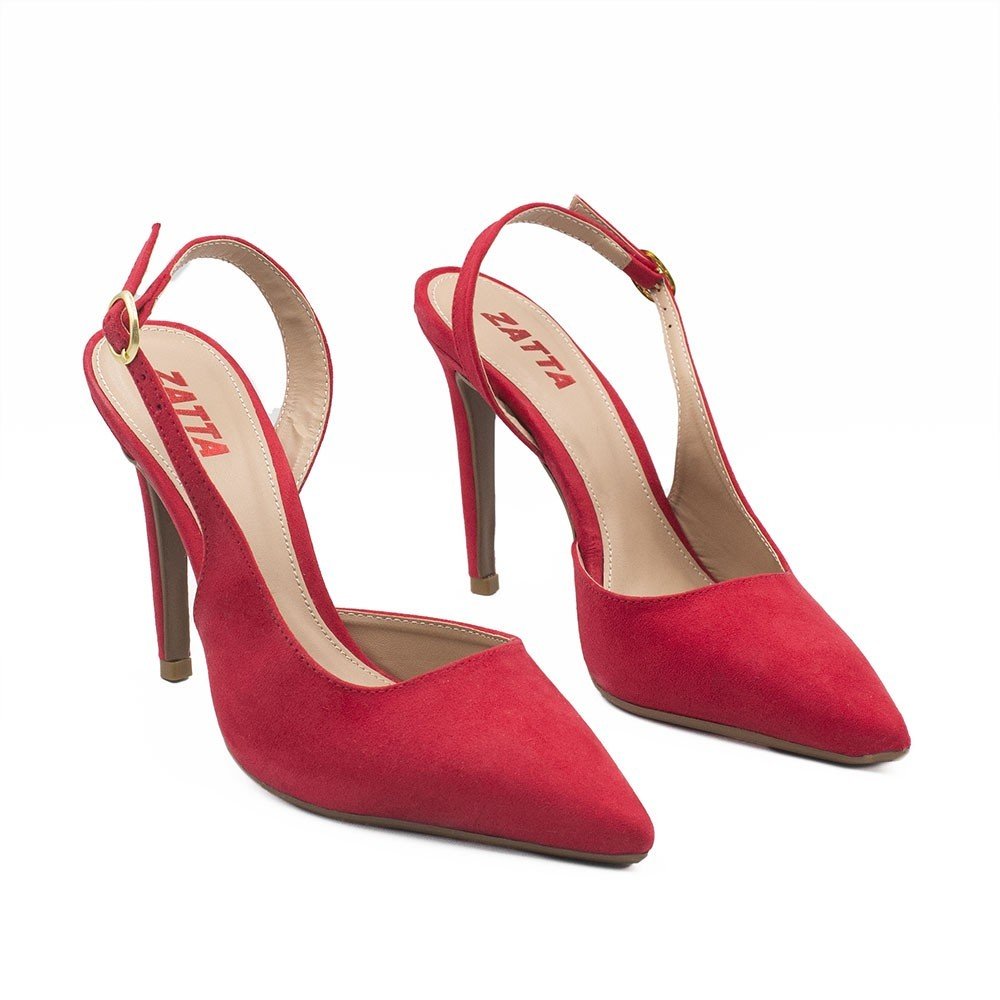 Scarpin Zatta Slingback Salto Alto Donna Vermelho Vermelho 5