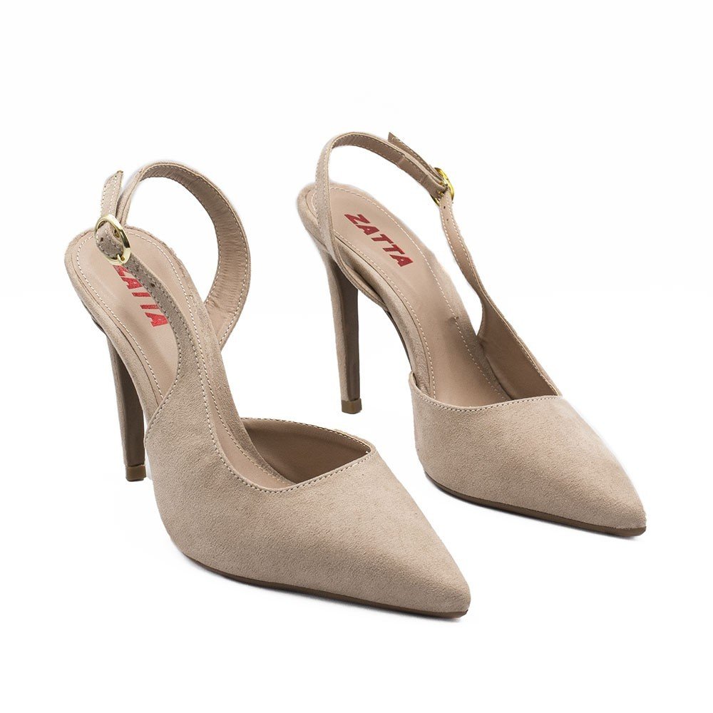 Scarpin Zatta Slingback Salto Alto Donna Areia Areia 3