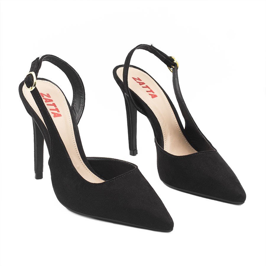 Scarpin Zatta Slingback Salto Alto Donna Preto Preto 3