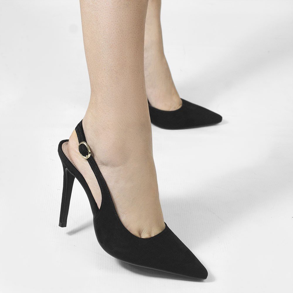 Scarpin Zatta Slingback Salto Alto Donna Preto Preto 4