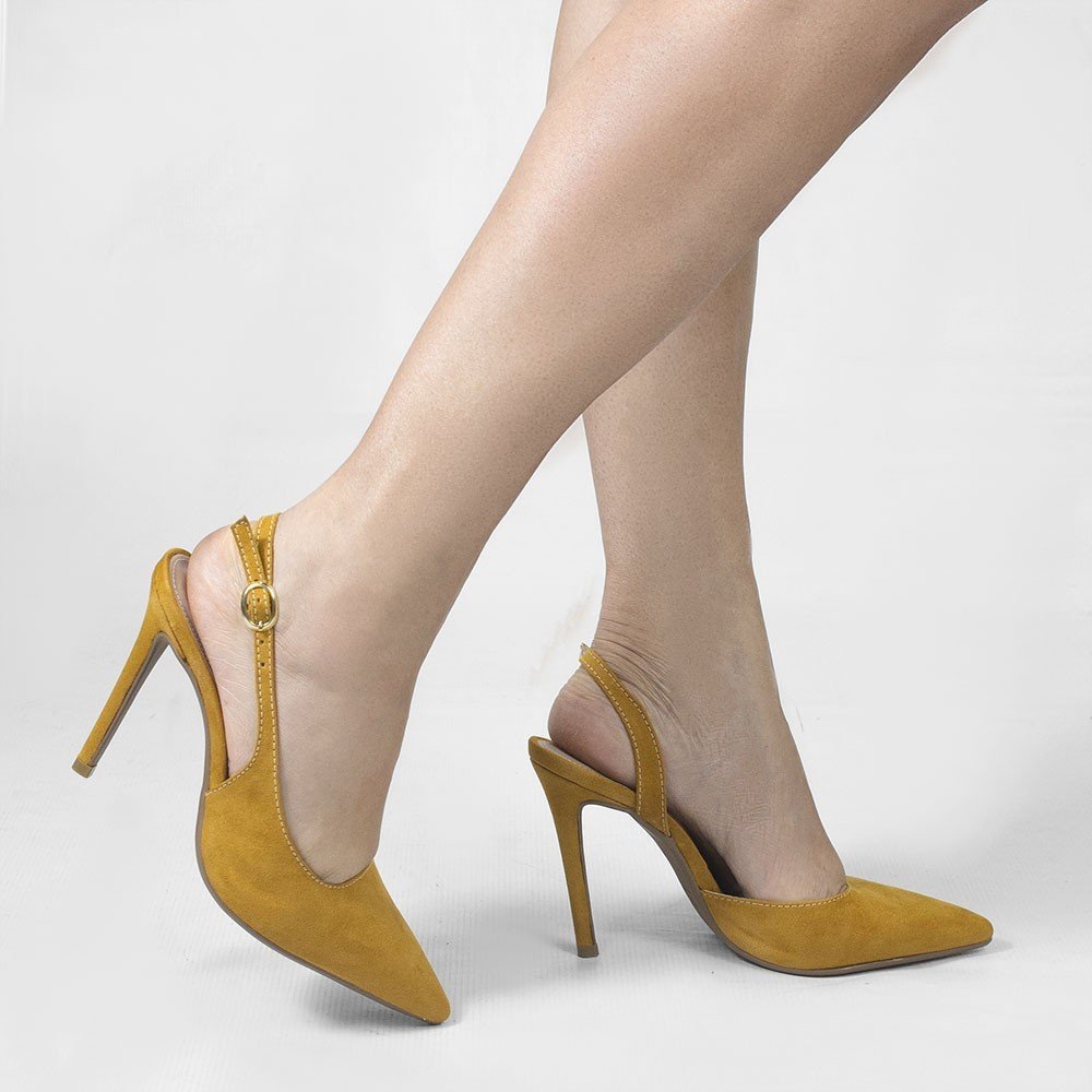 Scarpin Zatta Slingback Salto Alto Donna Mostarda Mostarda 2