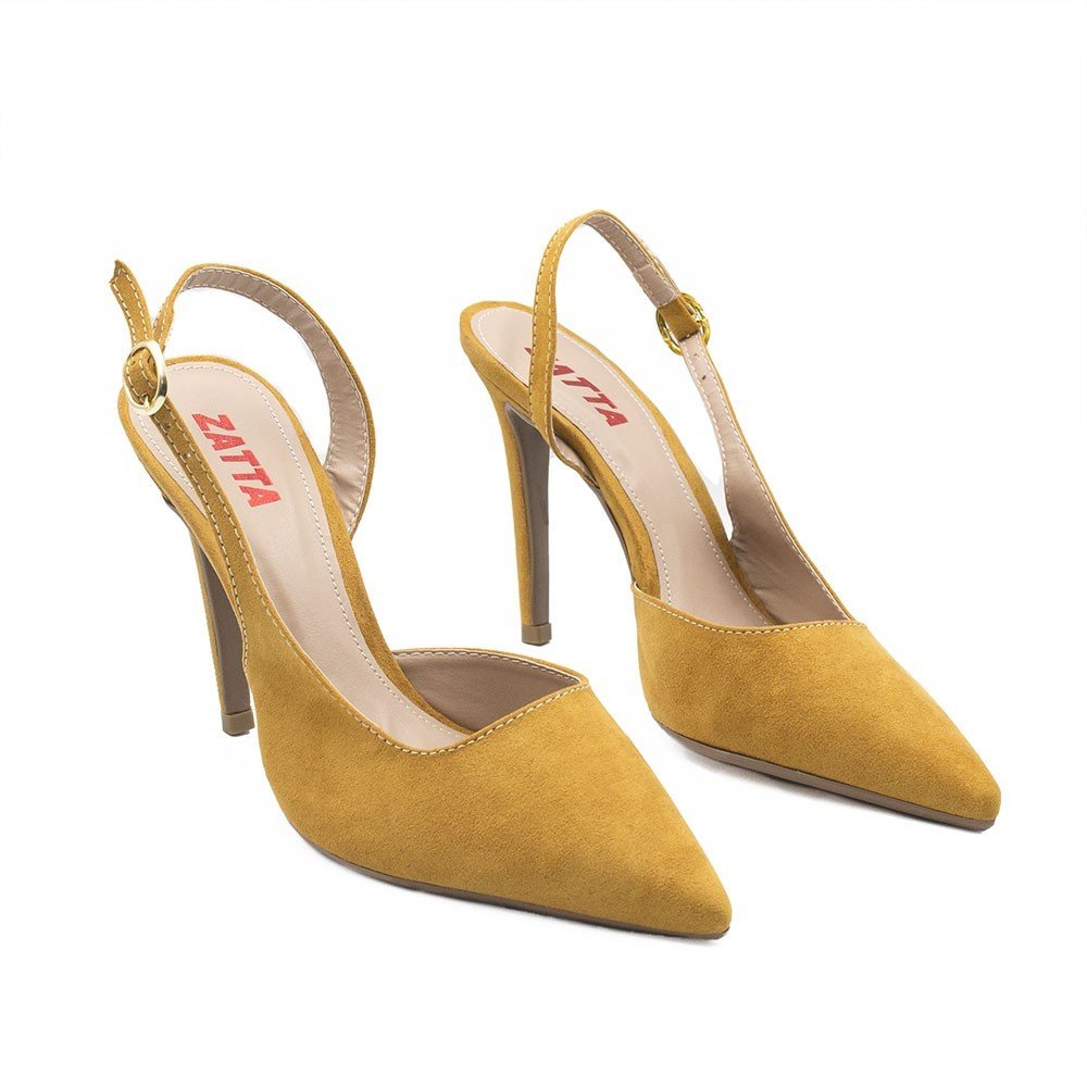 Scarpin Zatta Slingback Salto Alto Donna Mostarda Mostarda 3