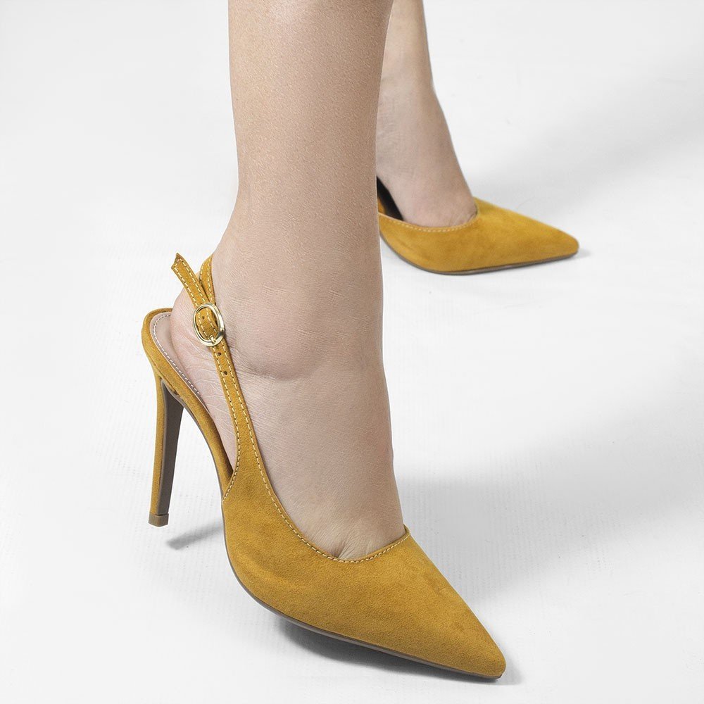 Scarpin Zatta Slingback Salto Alto Donna Mostarda Mostarda 4