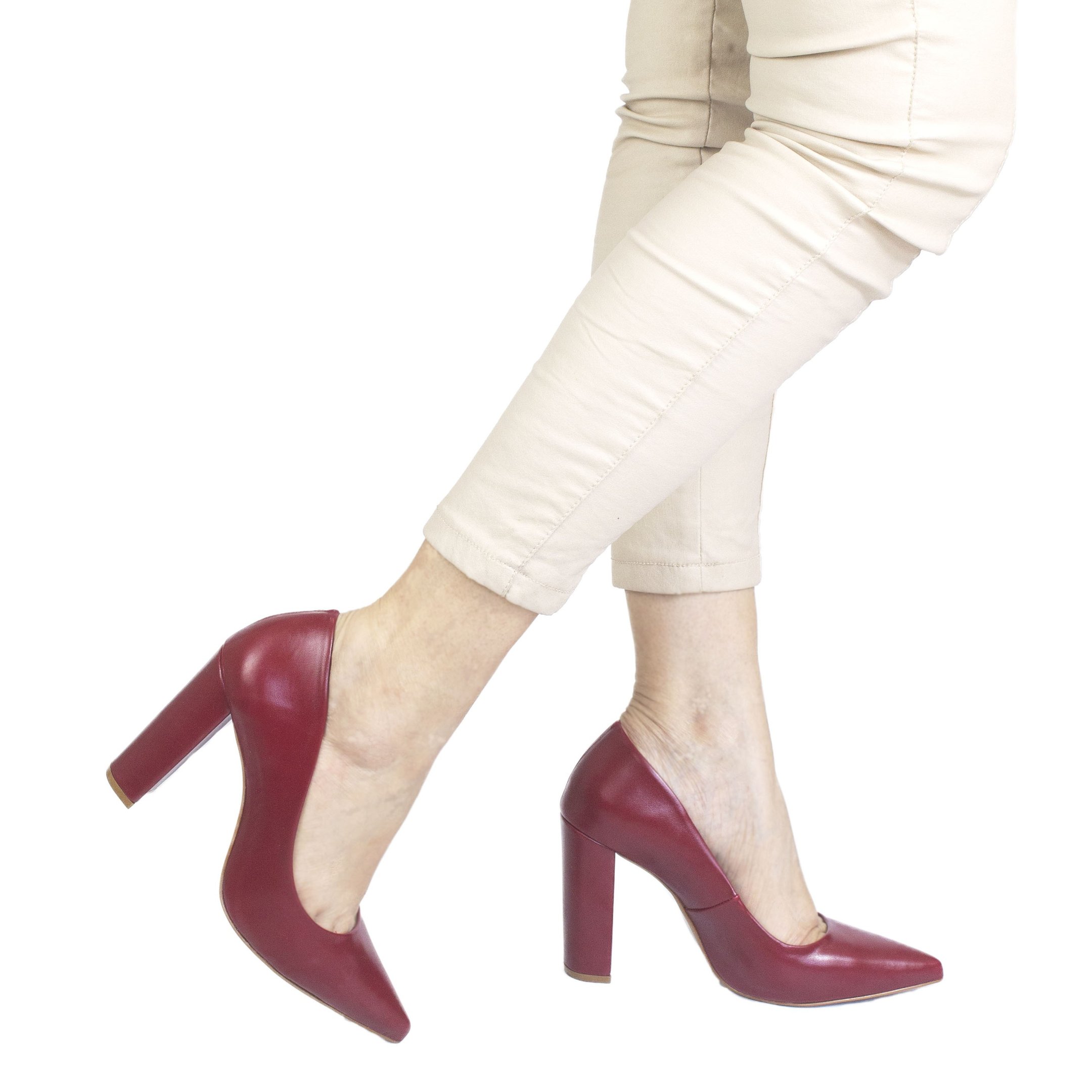 Scarpin Zatta Salto Grosso Jaine Marsala Vermelho 5