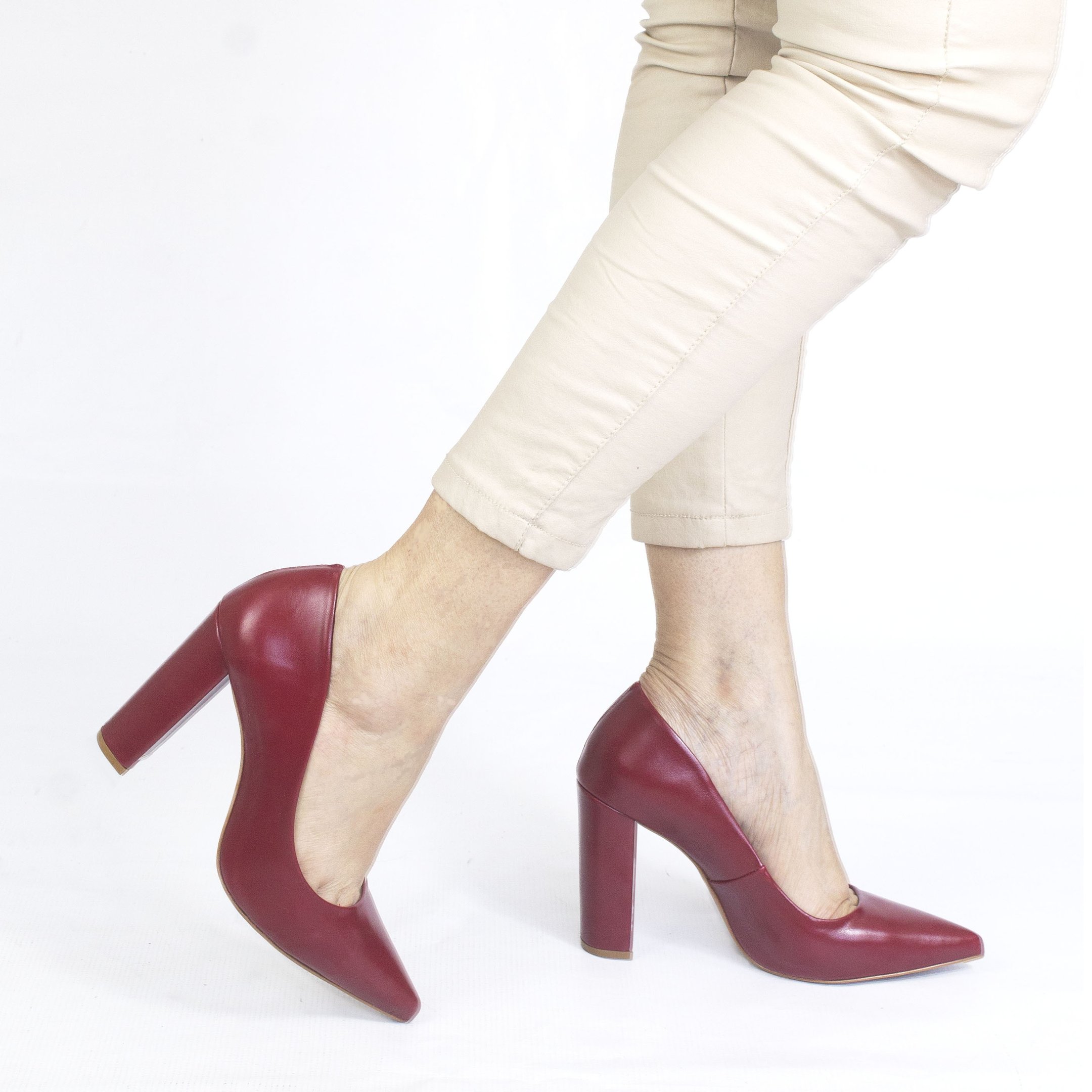 Scarpin Zatta Salto Grosso Jaine Marsala Vermelho 6