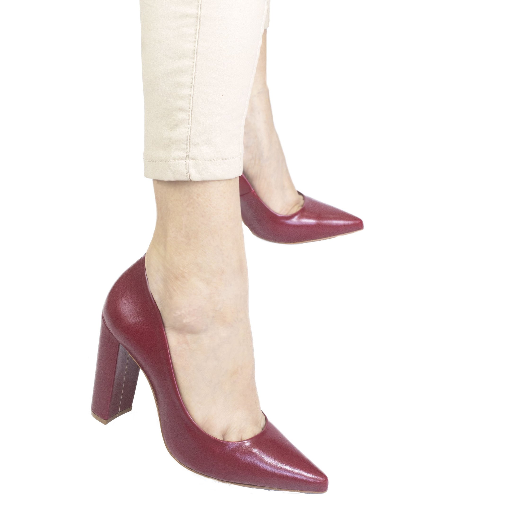 Scarpin Zatta Salto Grosso Jaine Marsala Vermelho 10
