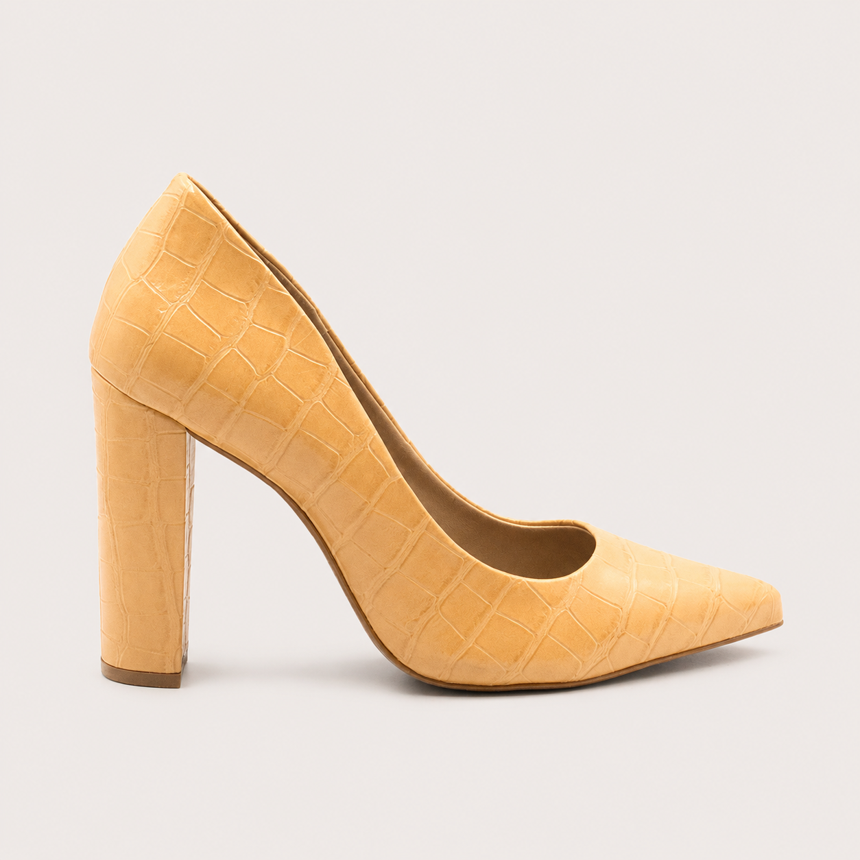 Scarpin Zatta Salto Grosso Jaine Croco Mel Marrom 4