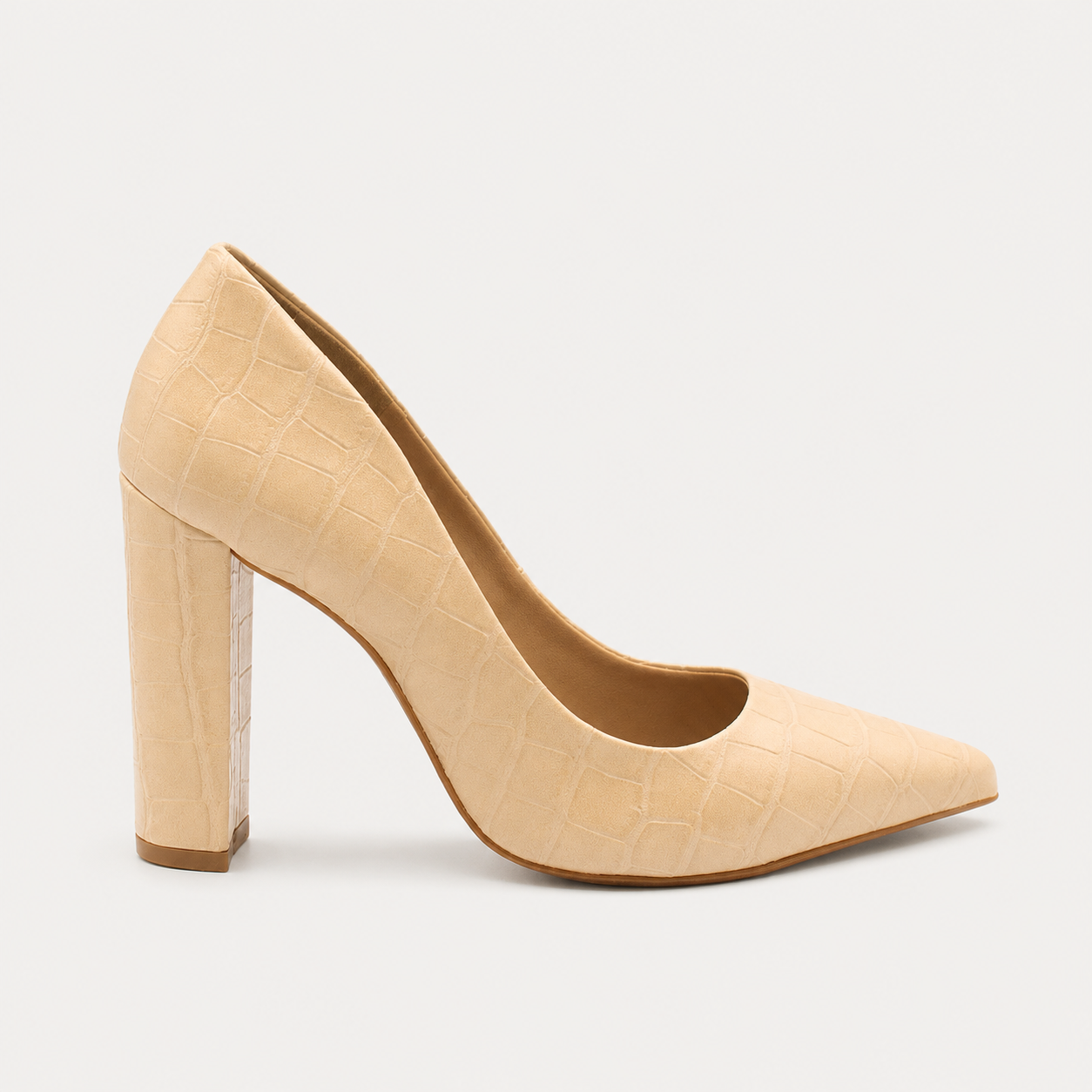 Scarpin Zatta Salto Grosso Jaine Amendoa Bege 2