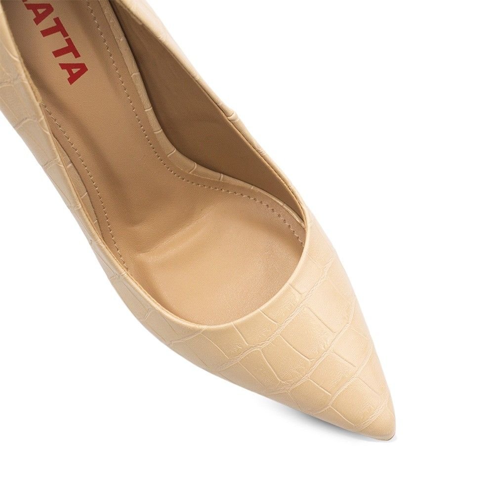 Scarpin Zatta Salto Grosso Jaine Amendoa Bege 5