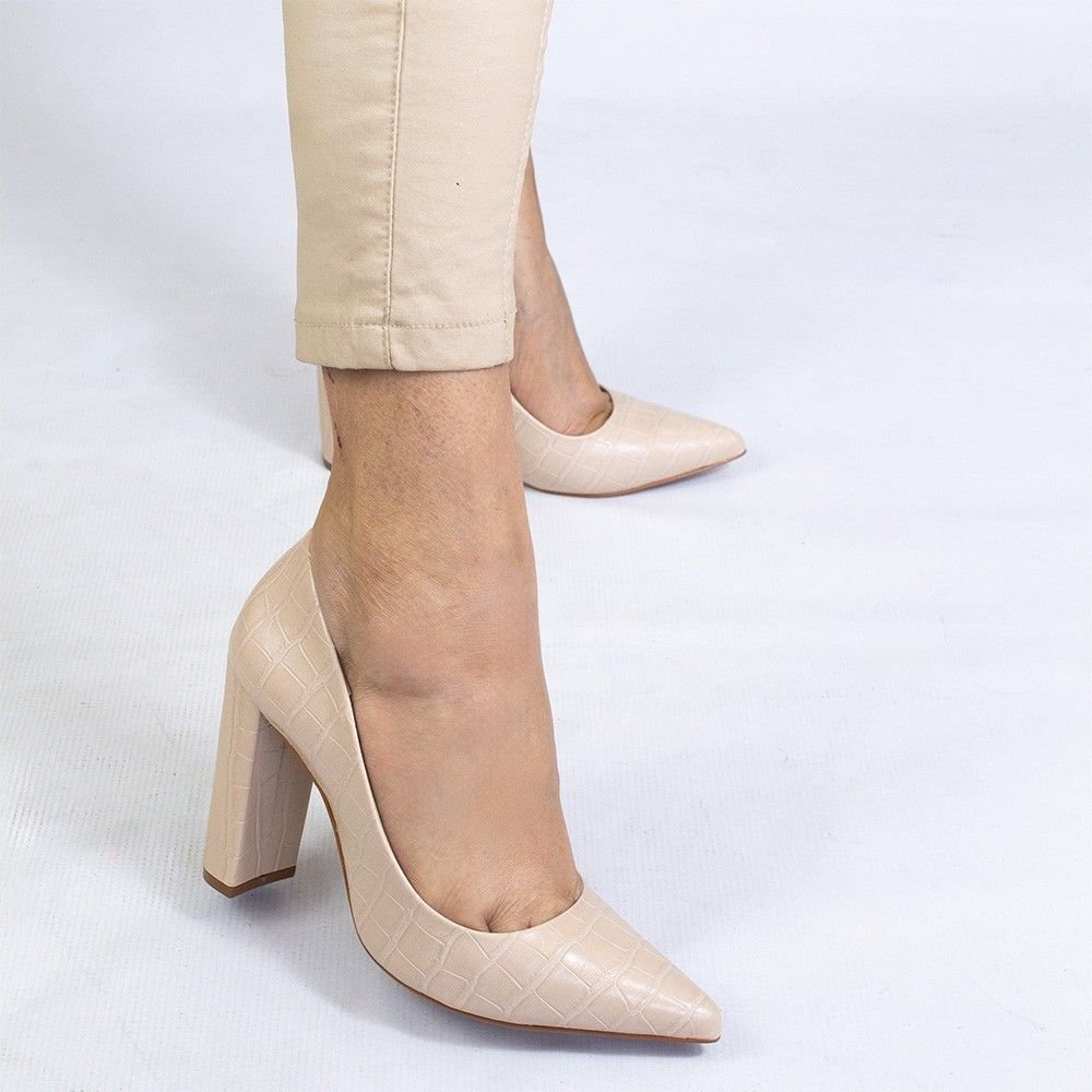 Scarpin Zatta Salto Grosso Jaine Amendoa Bege 7