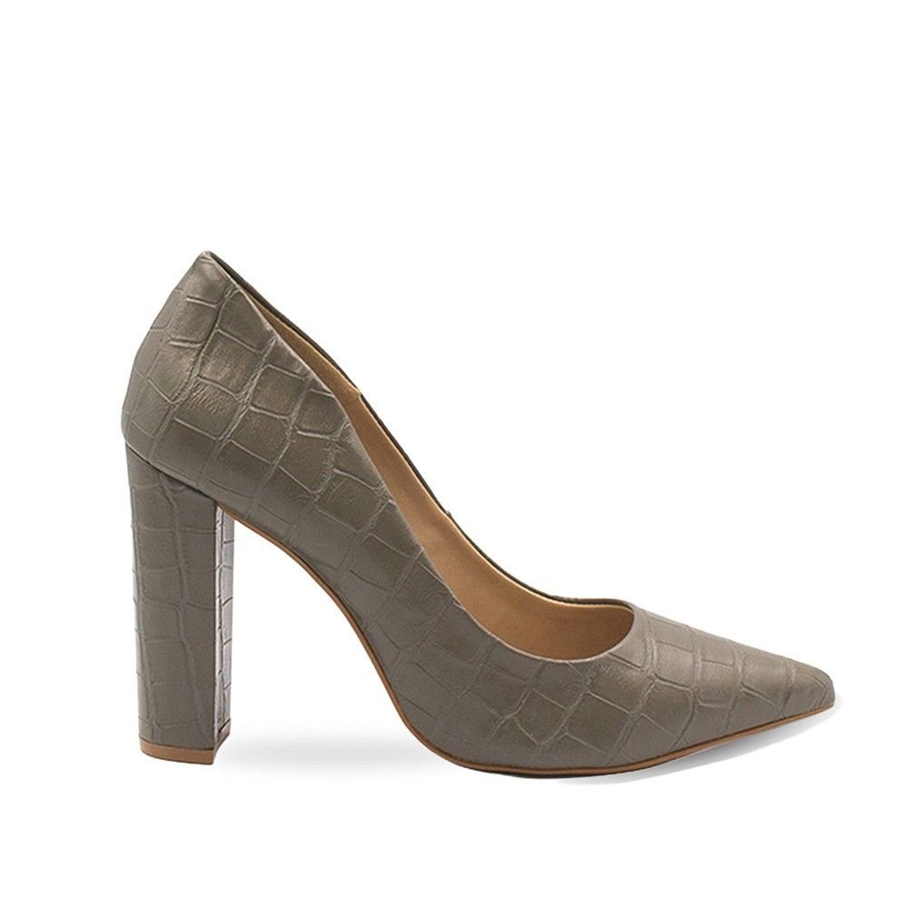 Scarpin Zatta Salto Grosso Jaine Cinza Prata 2
