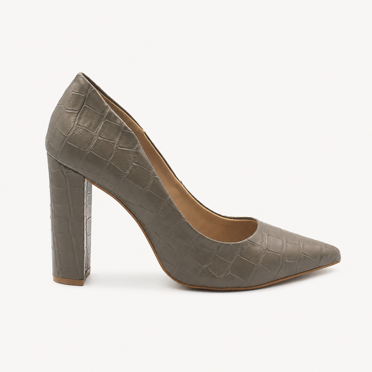 Scarpin Zatta Salto Grosso Jaine Cinza Prata 3