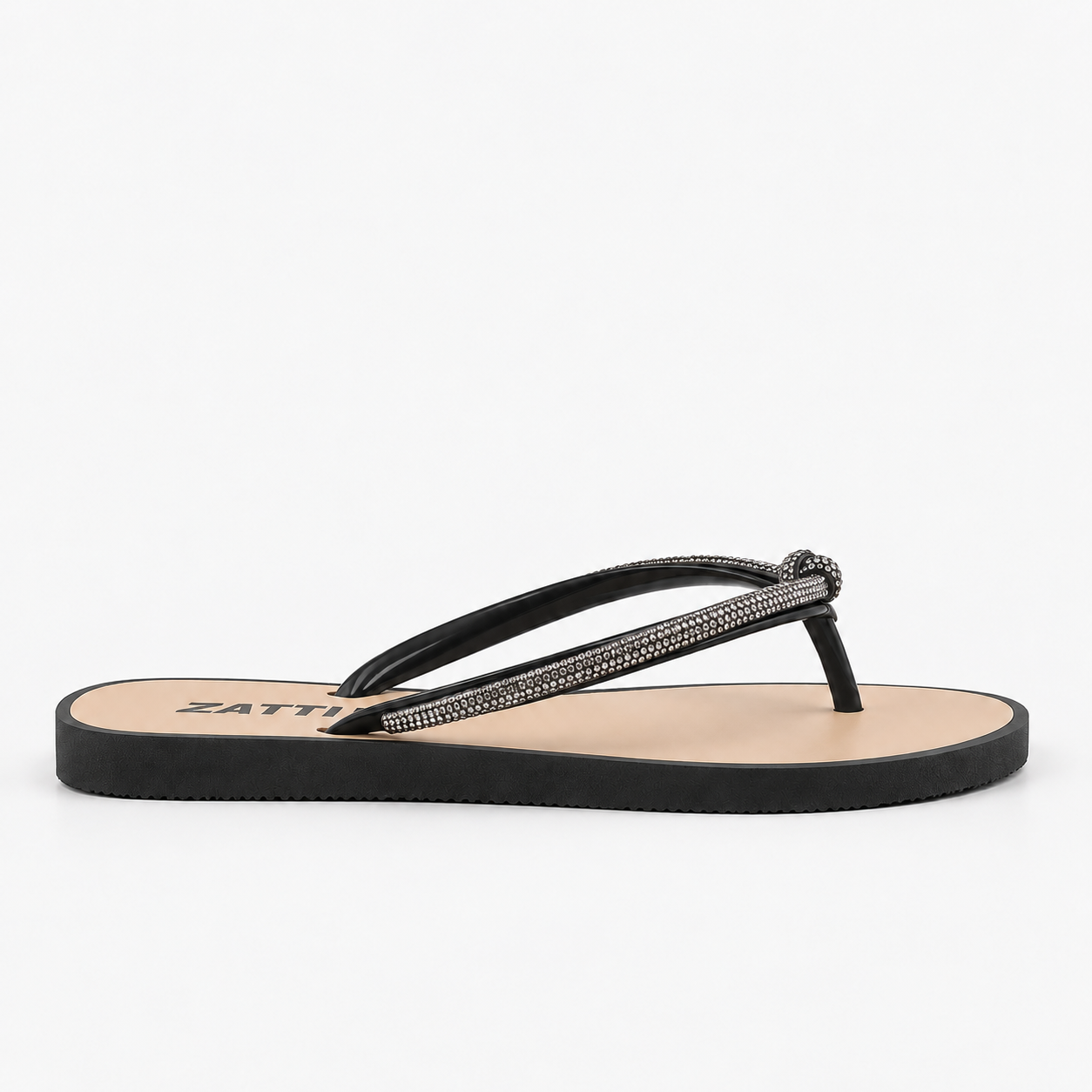 Chinelo Zatta de Dedo Nó Strass Poliana Preto Preto 1
