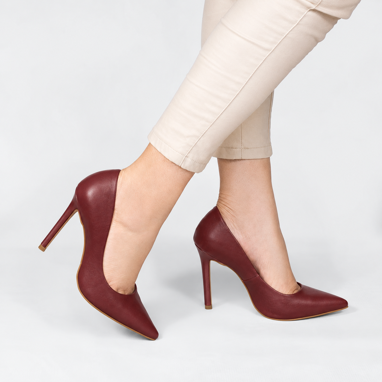 Scarpin Bico Fino Salto Suzy Marsala Vermelho 7