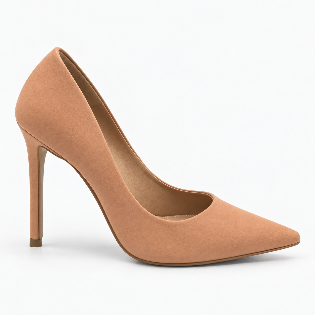 Scarpin Bico Fino Salto Suzy Nobuck Nude Bege 3