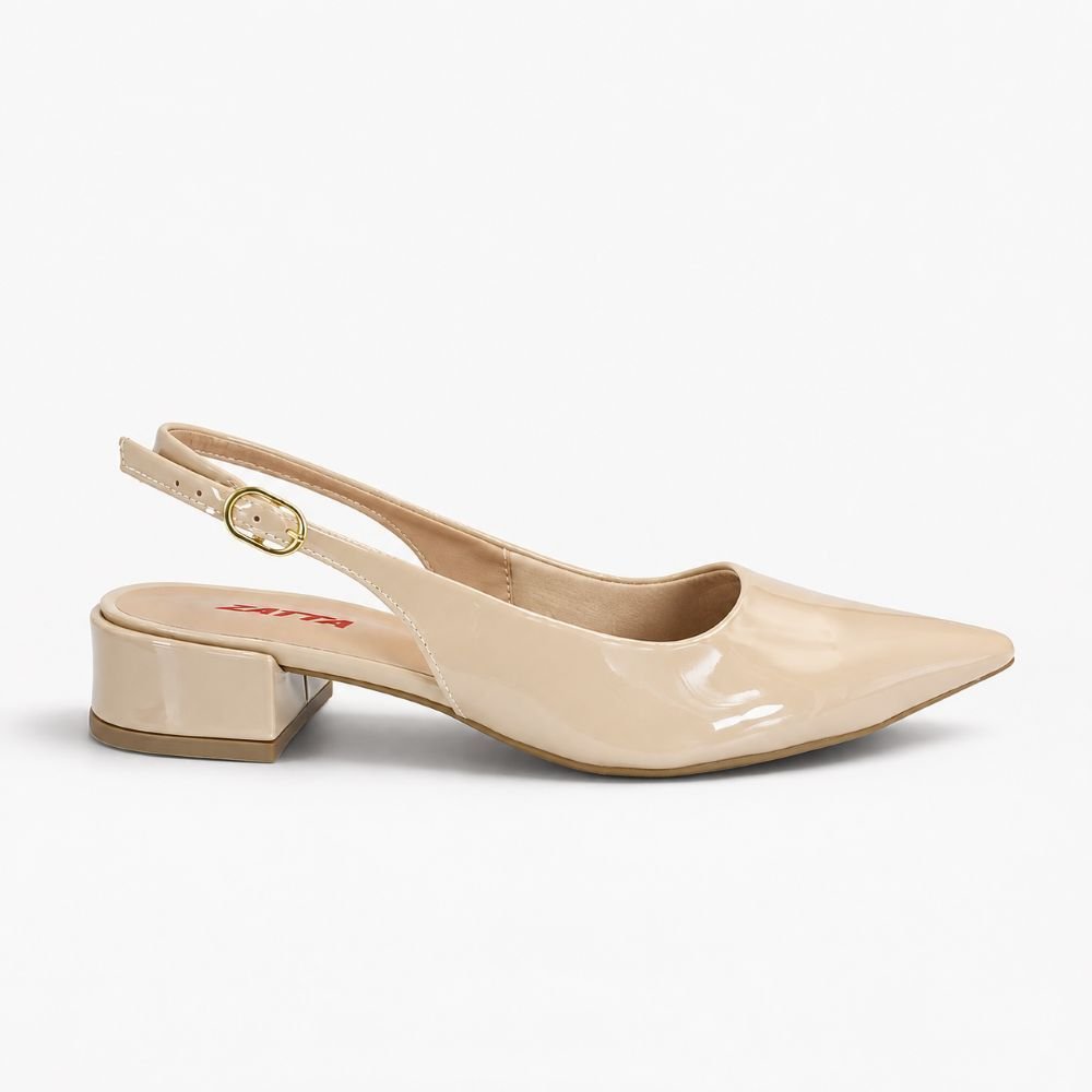 Scarpin Zatta Slingback Salto Baixo Dalila Amendoa