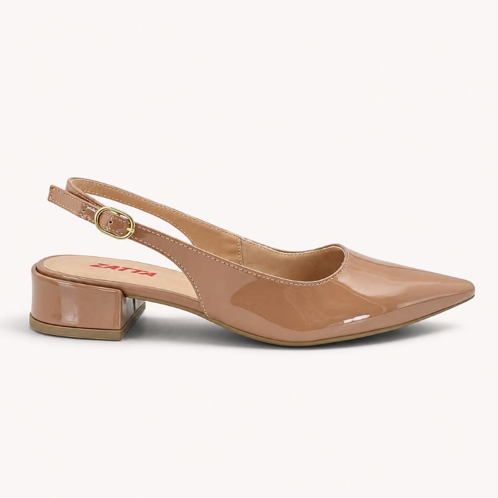Scarpin Zatta Slingback Salto Baixo Dalila Nude