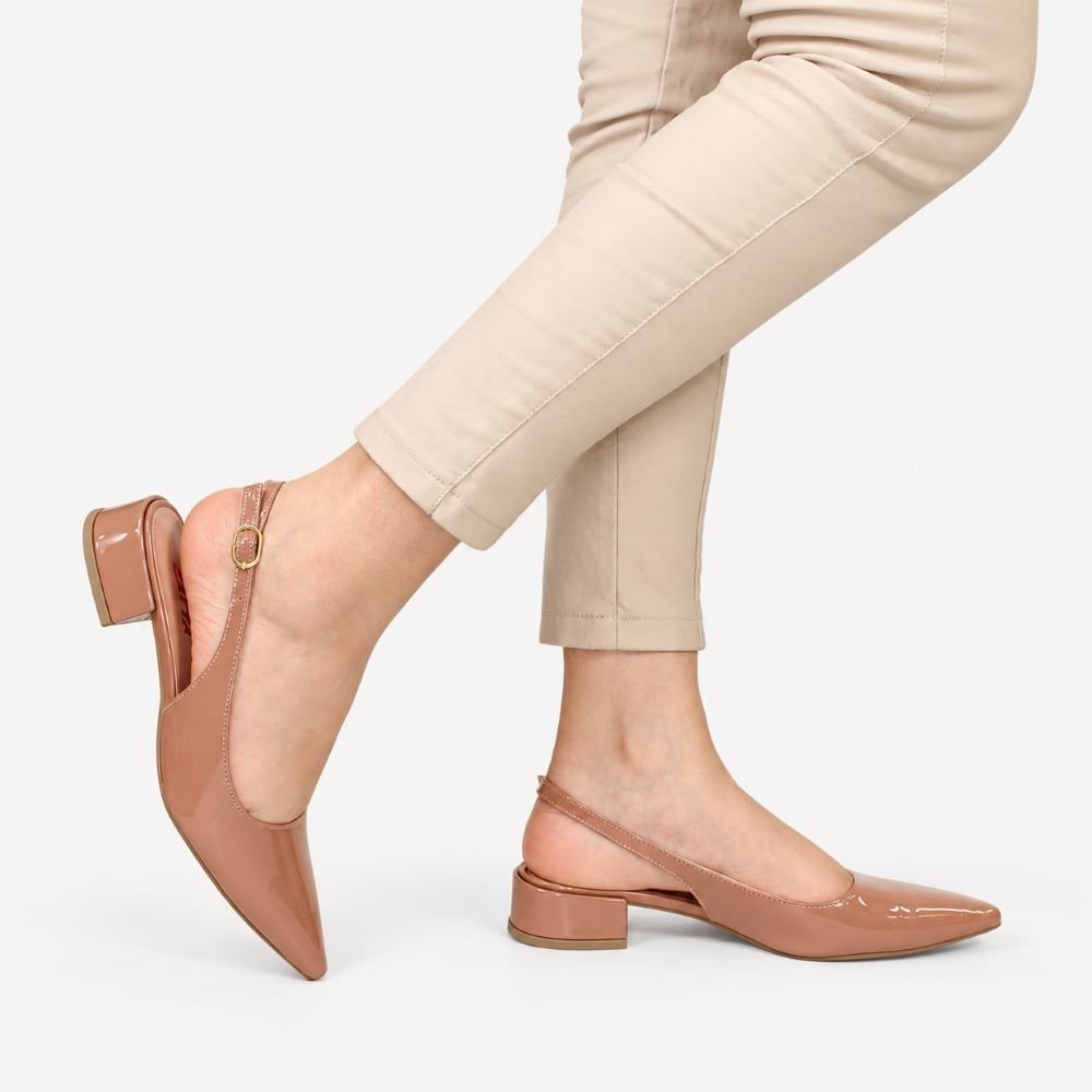 Scarpin Zatta Slingback Salto Baixo Dalila Nude Bege 2
