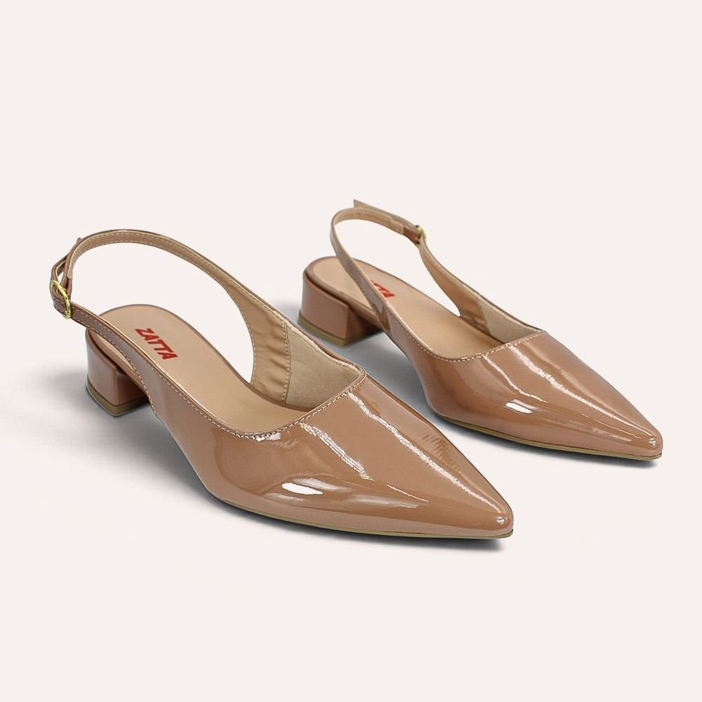 Scarpin Zatta Slingback Salto Baixo Dalila Nude Bege 3