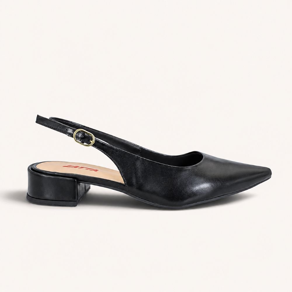 Scarpin Zatta Slingback Salto Baixo Dalila Preto