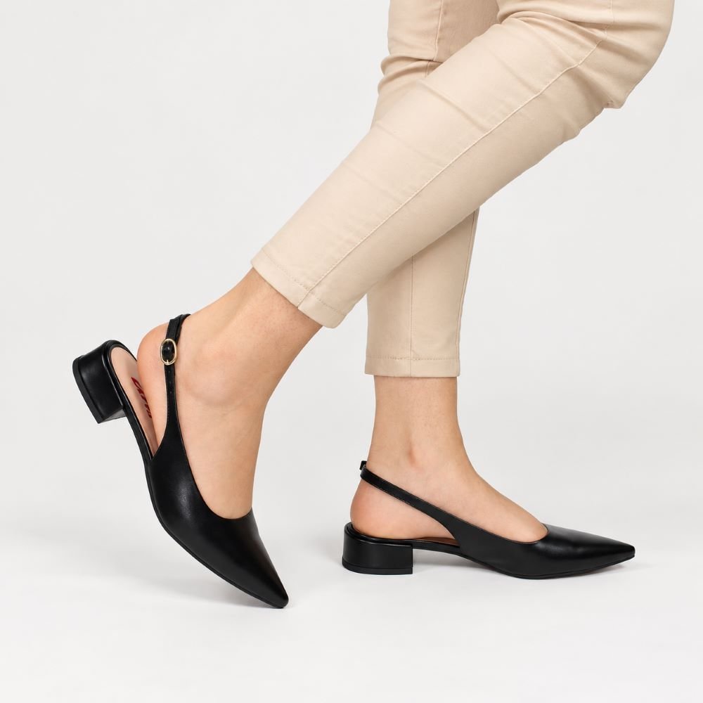 Scarpin Zatta Slingback Salto Baixo Dalila Preto Preto 2