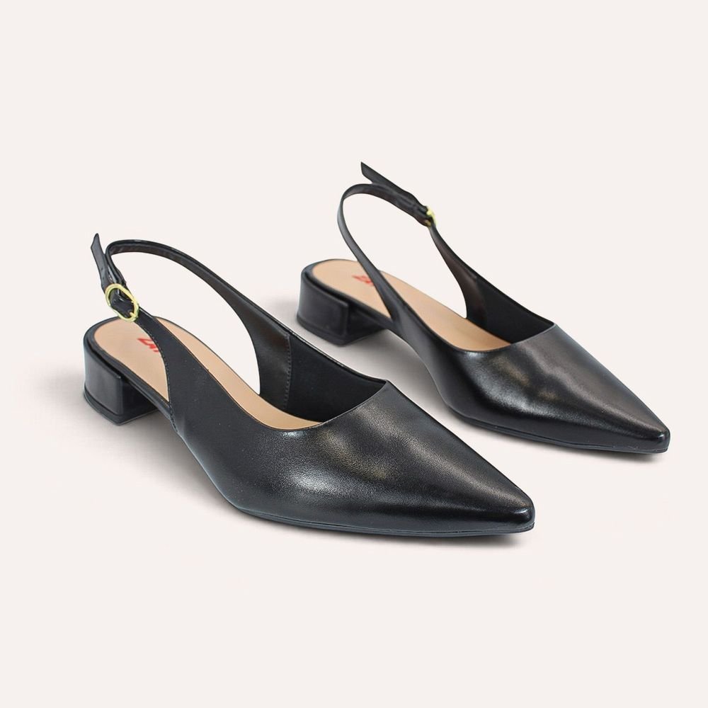 Scarpin Zatta Slingback Salto Baixo Dalila Preto Preto 3
