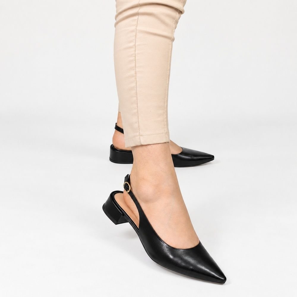 Scarpin Zatta Slingback Salto Baixo Dalila Preto Preto 4