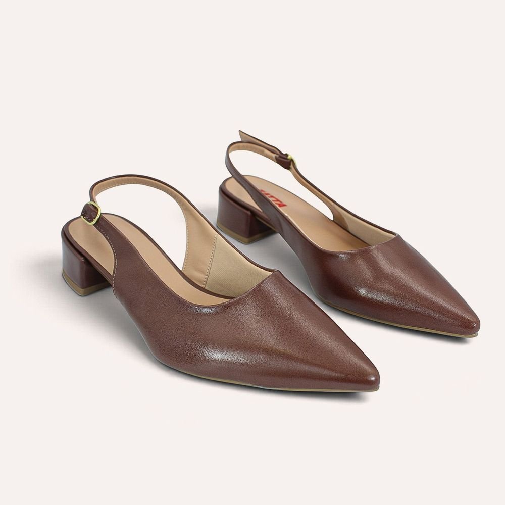 Scarpin Zatta Slingback Salto Baixo Dalila Marrom Marrom 3