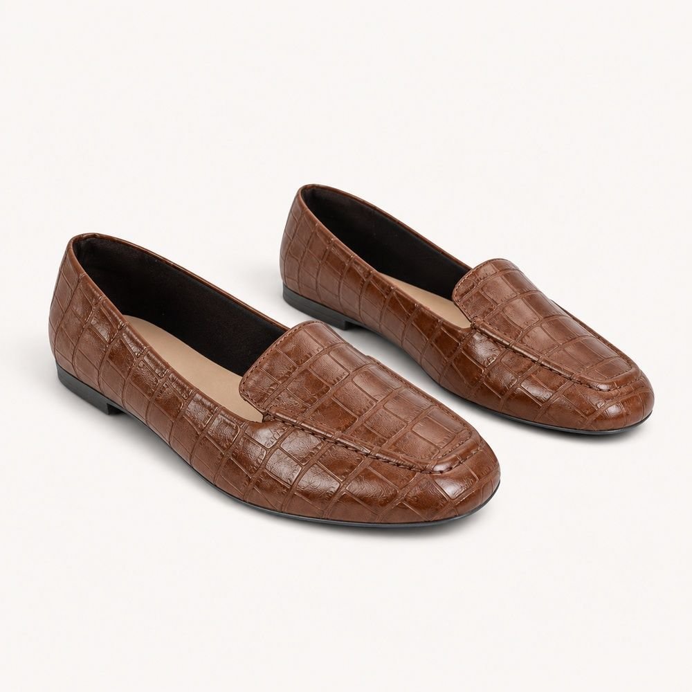 Mocassim Zatta Liso Bico Quadrado Silvana Texturizada Marrom Marrom 3