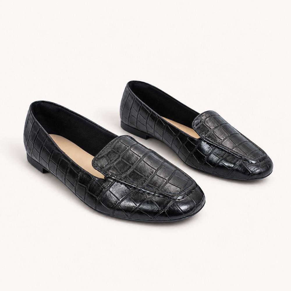 Mocassim Zatta Liso Bico Quadrado Silvana Texturizado Preto Preto 4