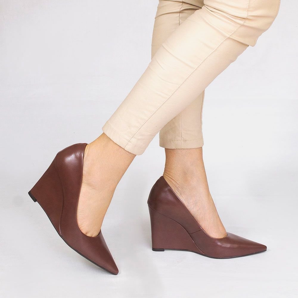 Scarpin Zatta Anabela Bico Fino Antonia Marrom Marrom 2
